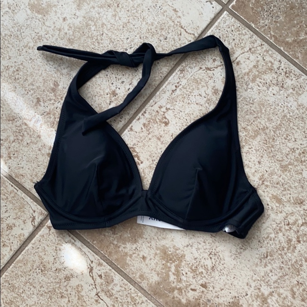 Black halter bikini top